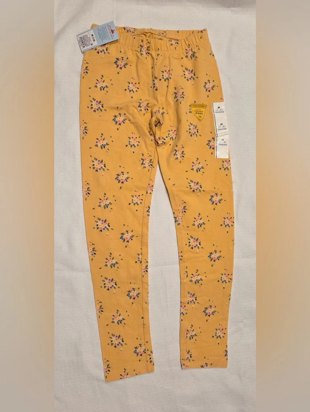 Cat & Jack Rainbow, Yellow Floral & Coral Polka Dot Girls' Leggings - 3 Pack